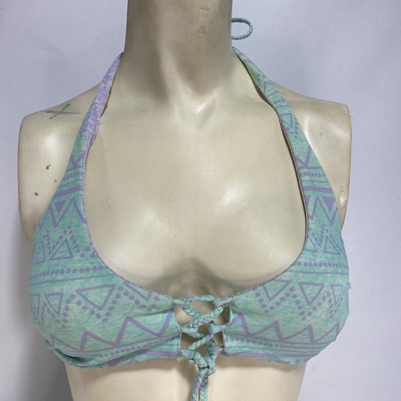 Victoria Secret Womens Reversible Bikini Small Mint Purple Tie Tassels Aztec - Picture 2 of 16
